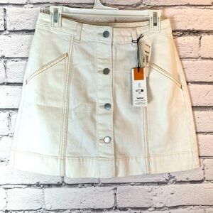 Timberland Refibra Button Front Cream Denim Skirt size 27/US 4 Y2K Skirt NWT
